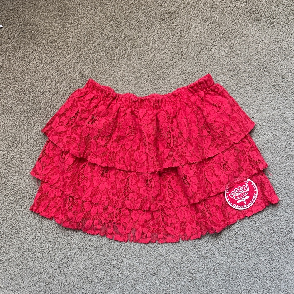 The animals observatory Red Lace Tiered Skirt
